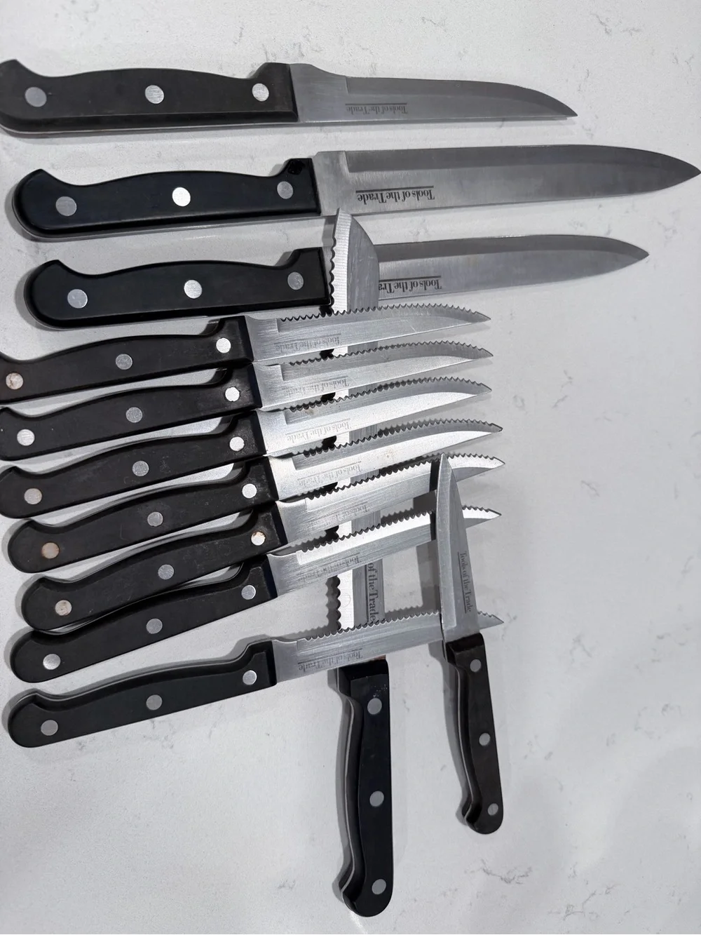 Black-handled Serrated Steak Knife Set by